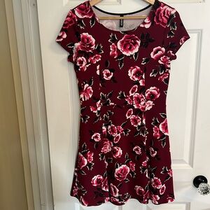 Burgundy Floral Mini Dress